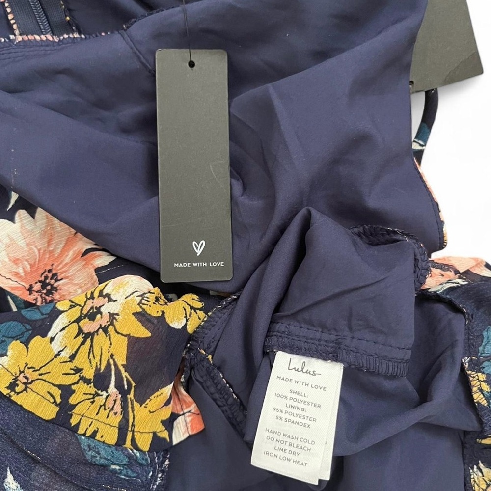 Lulus Navy Floral Ruffle Mini Dress Date Night Cocktail Party S - Picture 4 of 8